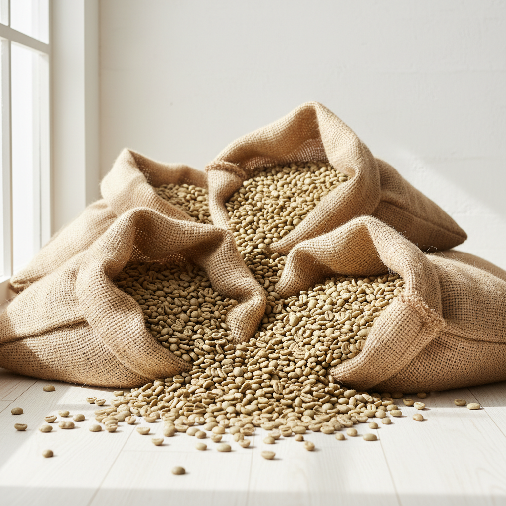 Green Coffee Beans in Sacks